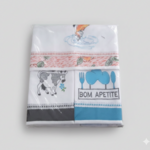 Pano de Prato Aplicado - 12x1 Tam. 48x68cm 100% Algodão Ref. 000032