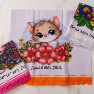 Pano de Prato com Barra - Sarja 95% Algodão Tam. 45x78cm 12x1 Ref. 000150